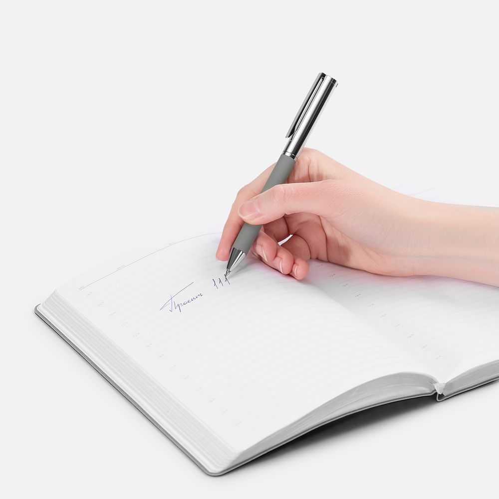 Ручка шариковая Eyeshot Soft Touch, серая, фото 4
