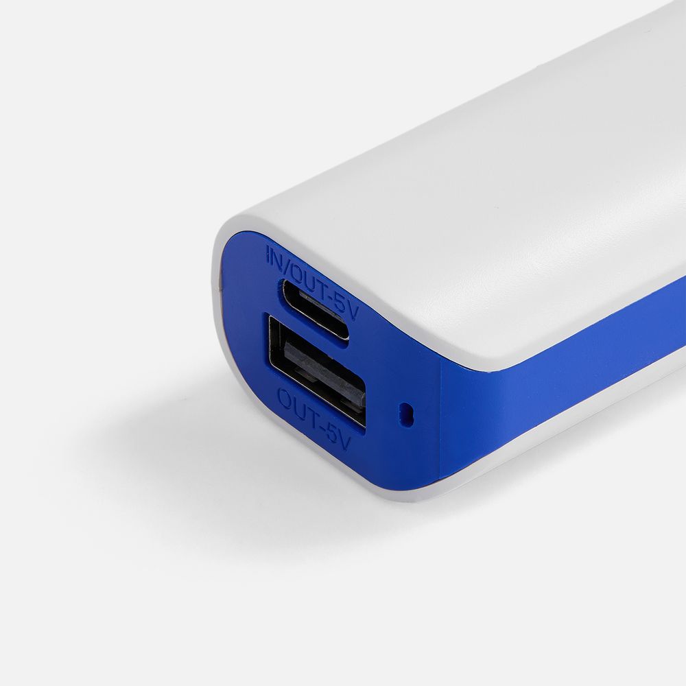 Внешний аккумулятор-брелок Akku 2000 мАч, белый с синим, фото 3