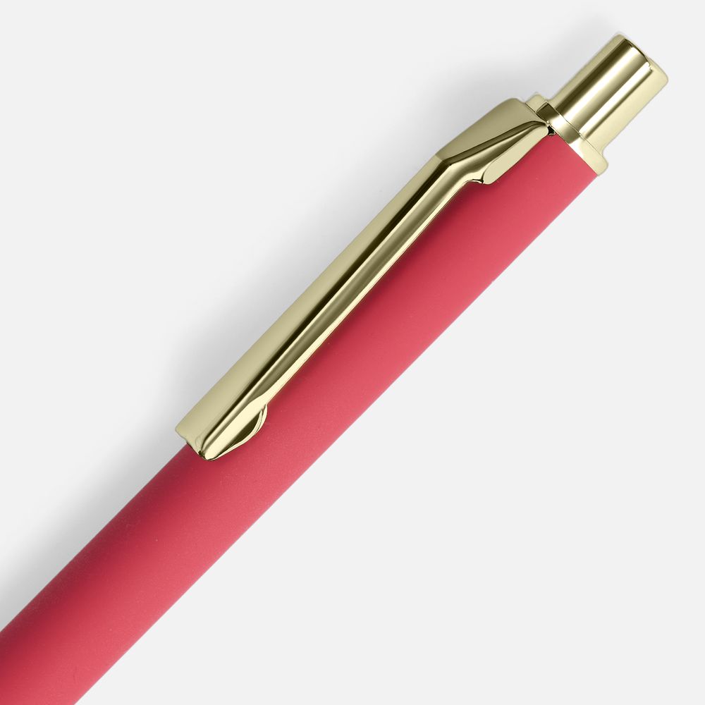 Ручка шариковая Lobby Soft Touch Gold, красная, фото 3