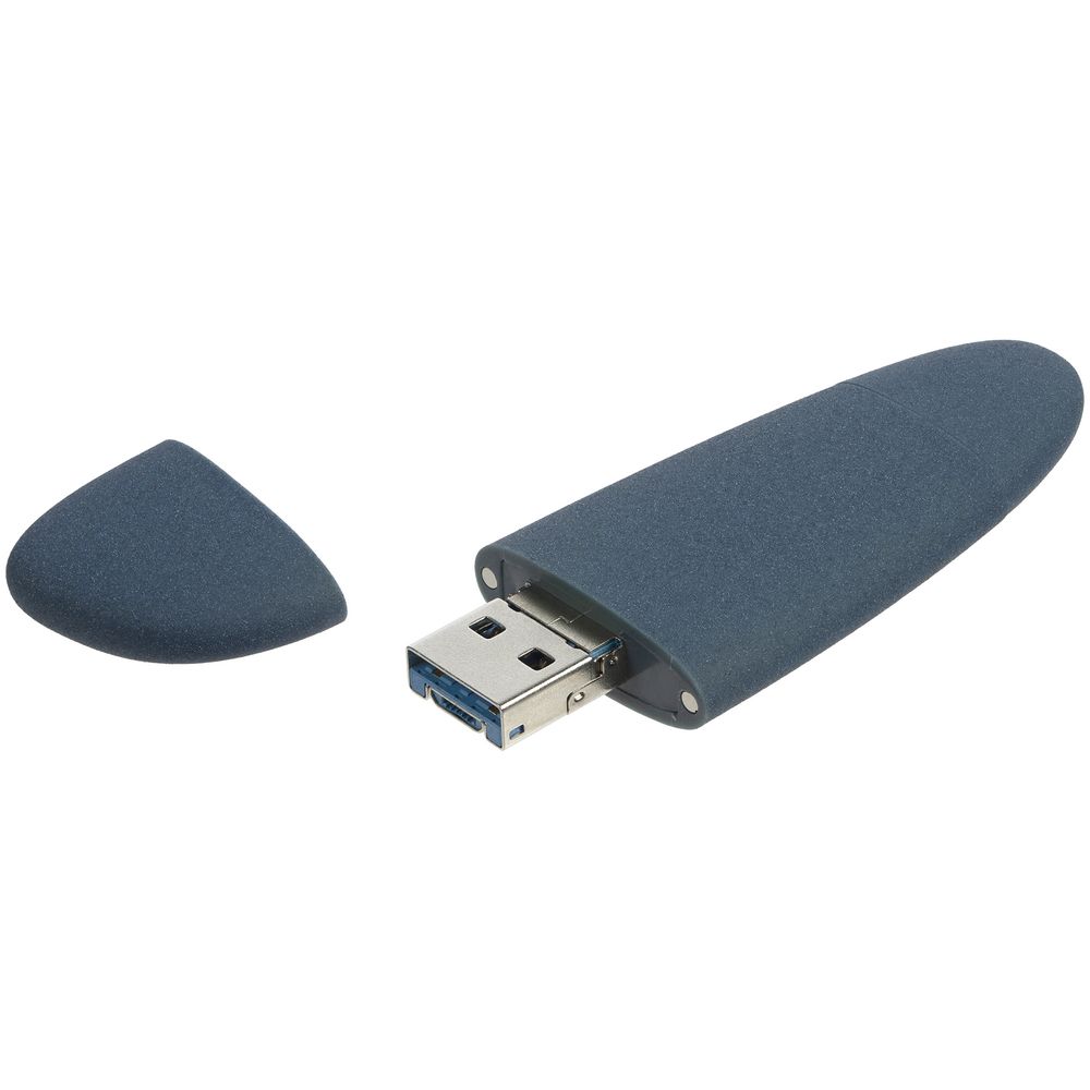 Флешка Pebble Universal, USB 3.0, серо-синяя, 32 Гб, фото 3