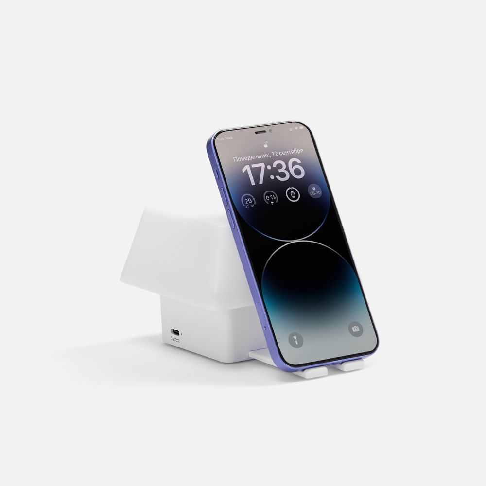 Светильник с подставкой для смартфона Knoppi, белый, фото 3