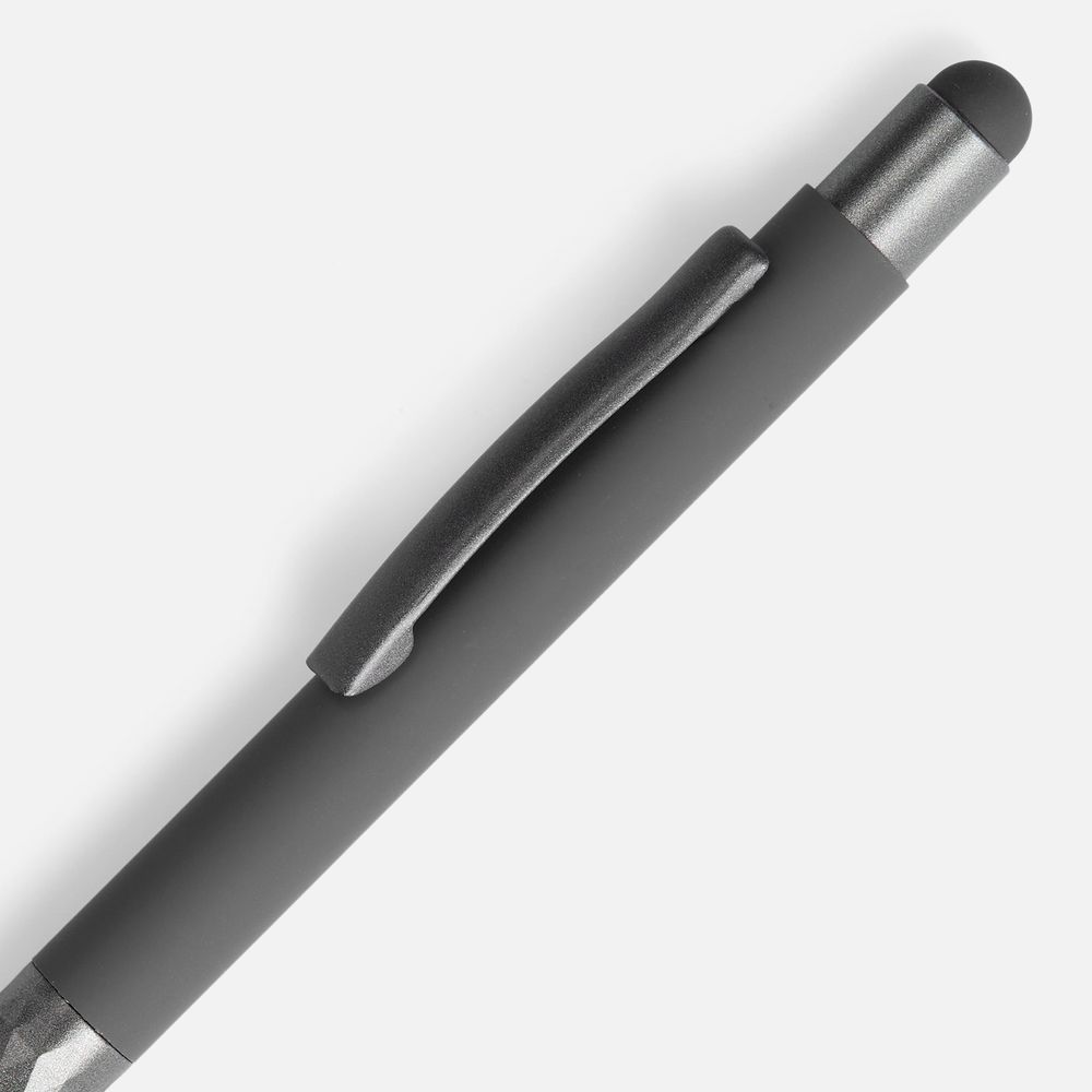 Ручка шариковая Digit Soft Touch со стилусом, серая, фото 3