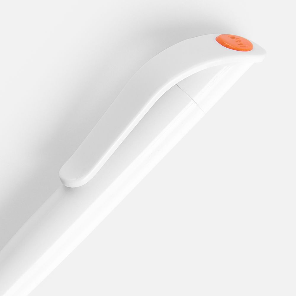 Ручка шариковая Grip, белая с оранжевым, фото 3