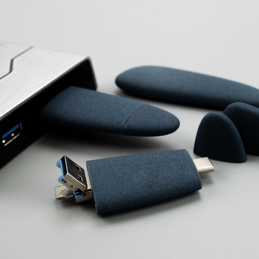 Флешка Pebble Universal, USB 3.0, серо-синяя, 32 Гб, фото 9