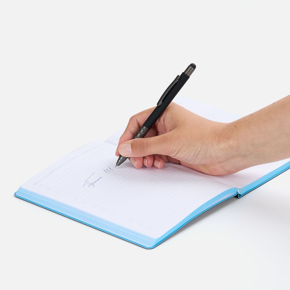 Ручка шариковая Digit Soft Touch со стилусом, черная, фото 4