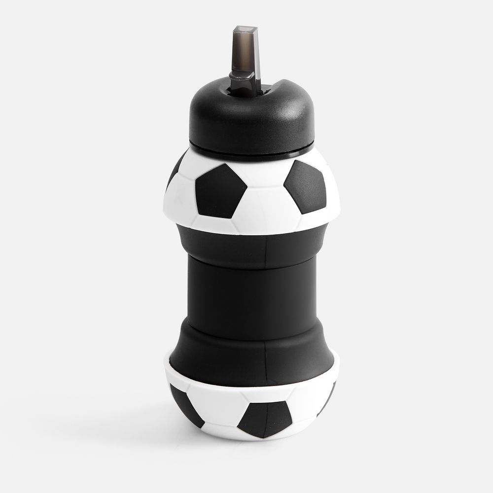 Складная бутылка для воды Football Flex, белая с черным, фото 3