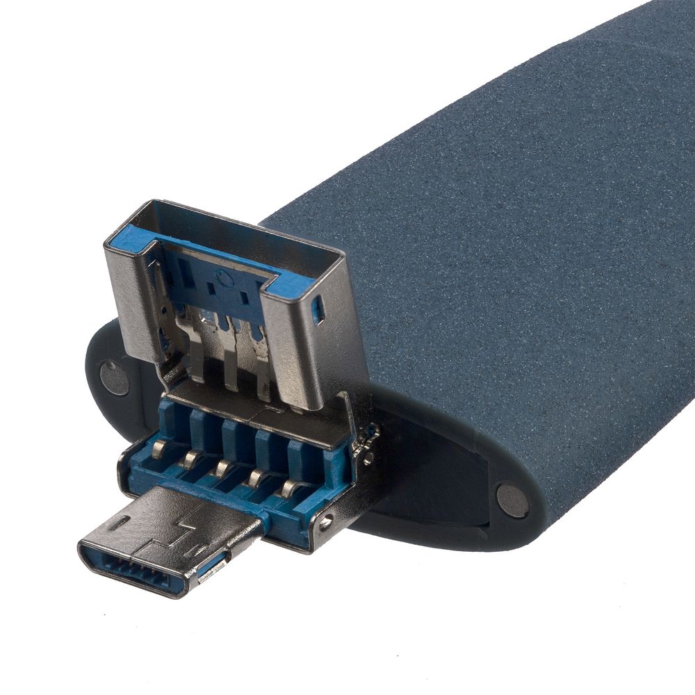 Флешка Pebble Universal, USB 3.0, серо-синяя, 32 Гб, фото 2