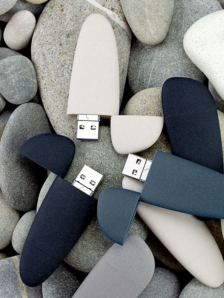Флешка Pebble Universal, USB 3.0, серо-синяя, 32 Гб, фото 13