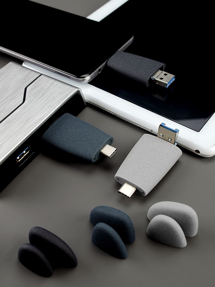 Флешка Pebble Universal, USB 3.0, серо-синяя, 32 Гб, фото 12