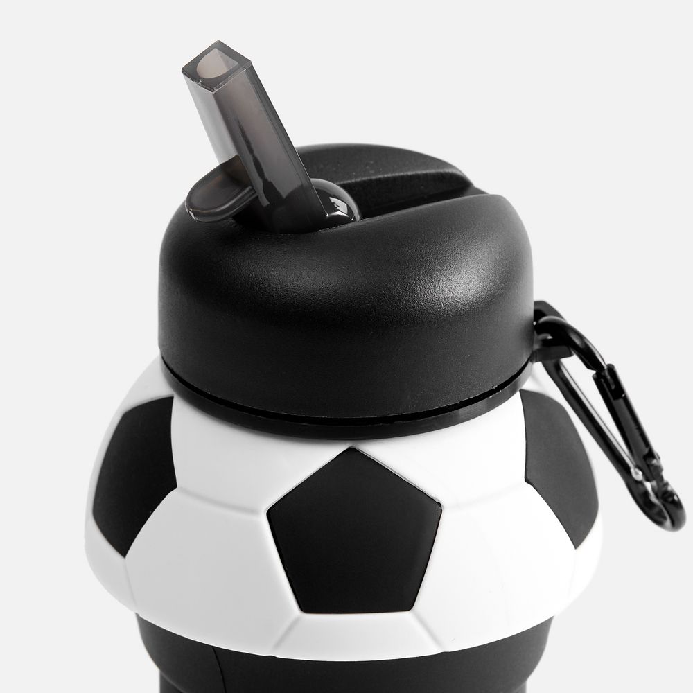 Складная бутылка для воды Football Flex, белая с черным, фото 5