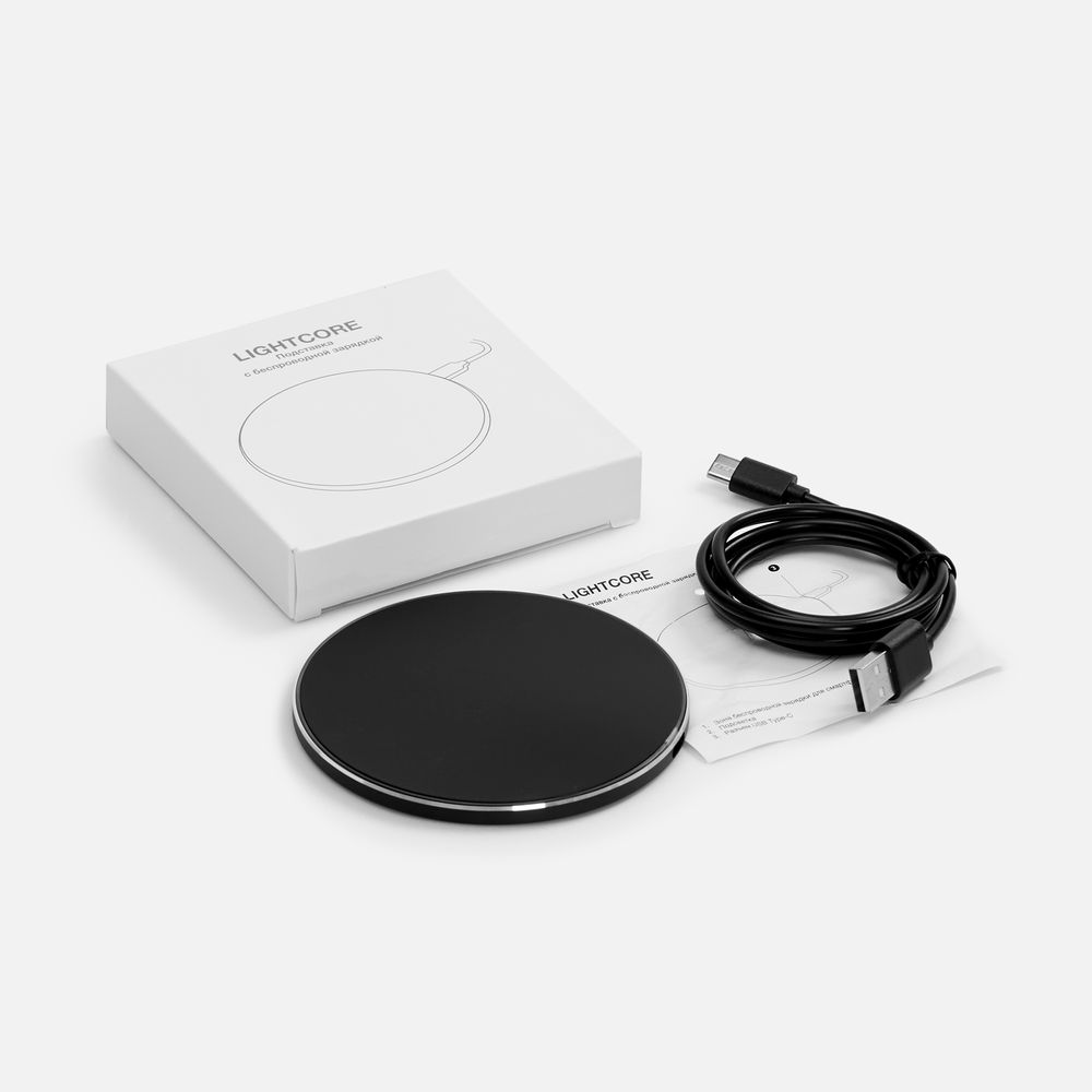 Беспроводное зарядное устройство с подсветкой Lightcore, черное, фото 5