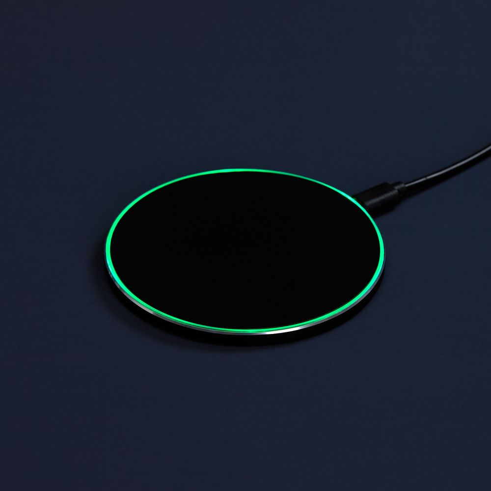 Беспроводное зарядное устройство с подсветкой Lightcore, черное, фото 4
