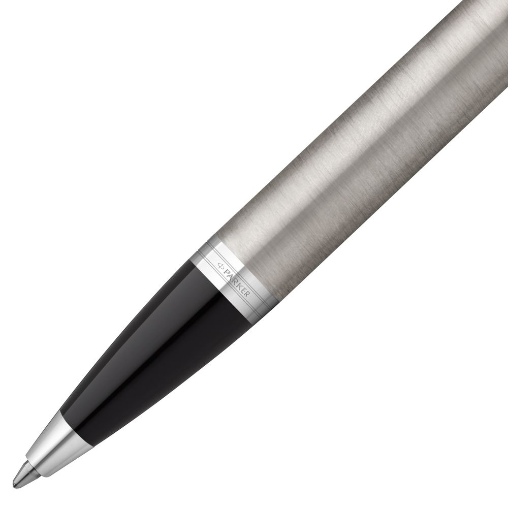 Ручка шариковая Parker IM Essential Stainless Steel CT, серебристая с черным, фото 3
