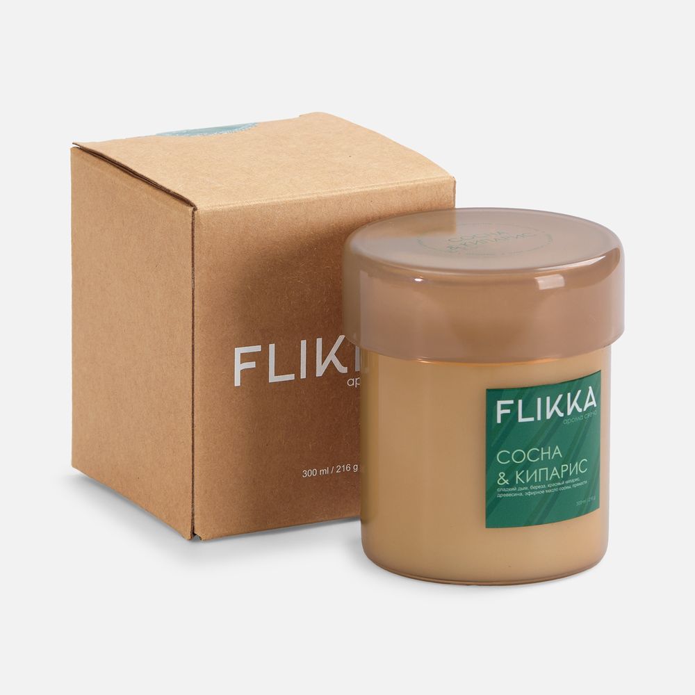 Ароматическая свеча Flikka, сосна и кипарис, бежевая, фото 9