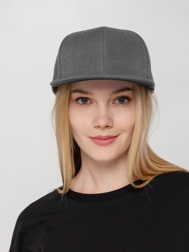 Бейсболка Snapback с прямым козырьком, серая, фото 6