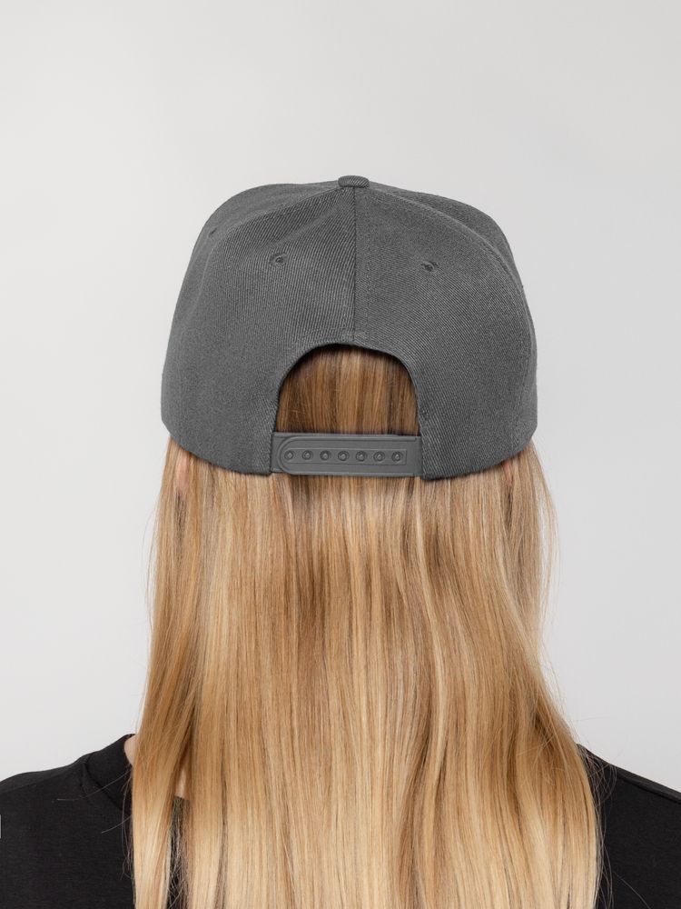 Бейсболка Snapback с прямым козырьком, серая, фото 7