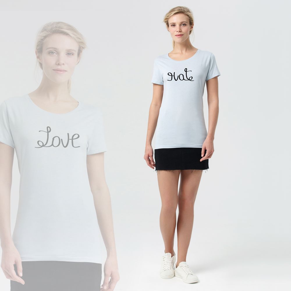 Футболка женская Hate-Love, голубая, фото 4