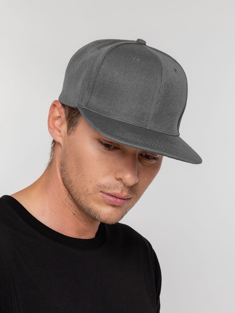 Бейсболка Snapback с прямым козырьком, серая, фото 4