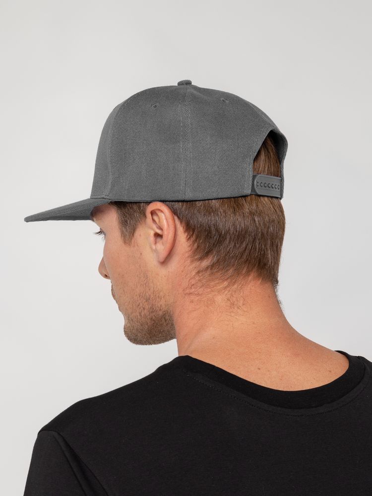 Бейсболка Snapback с прямым козырьком, серая, фото 5