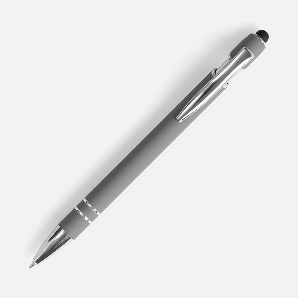 Ручка шариковая Pointer Soft Touch со стилусом, серая, фото 2