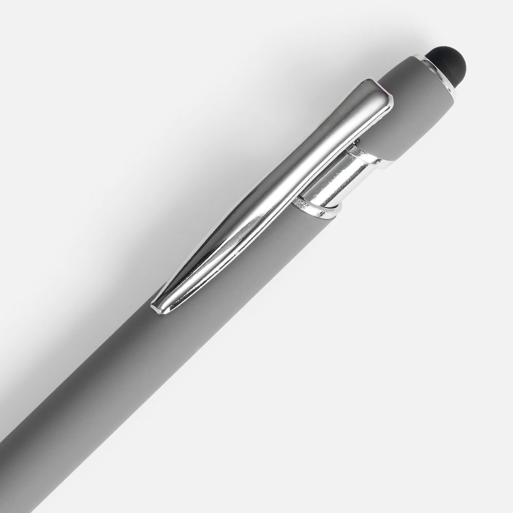 Ручка шариковая Pointer Soft Touch со стилусом, серая, фото 3