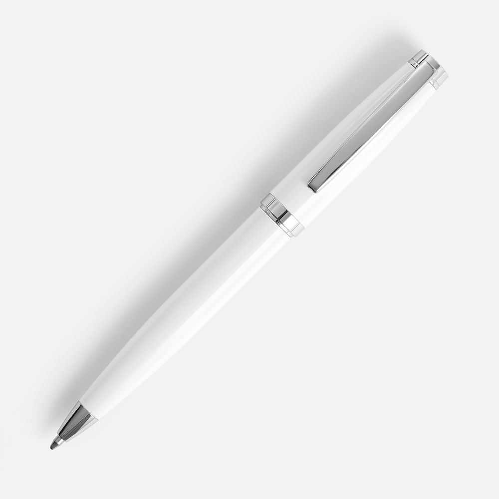 Ручка шариковая Letra Chrome, глянцевая, белая, фото 2