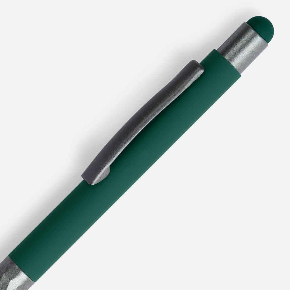 Ручка шариковая Digit Soft Touch со стилусом, зеленая, фото 3