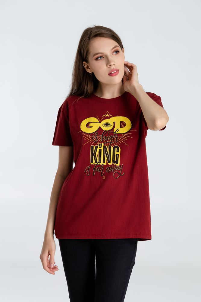 Футболка A God is High, гранатово-красная, фото 5