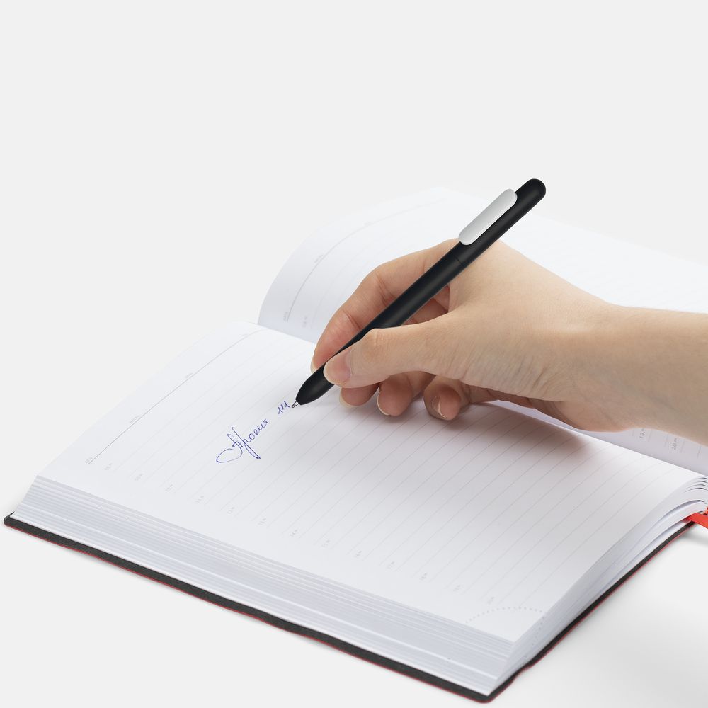 Ручка шариковая Swiper Soft Touch, черная с белым, фото 4