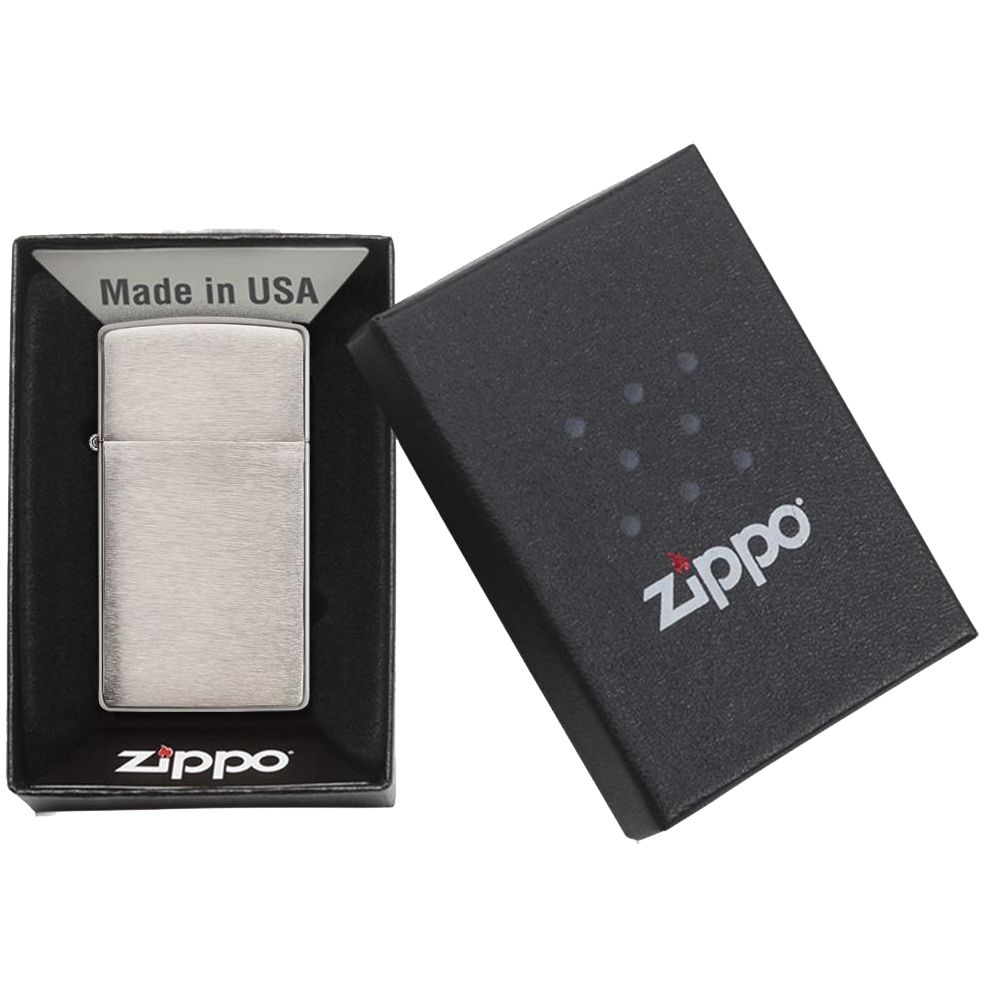 Зажигалка Zippo Slim Brushed, матовая серебристая, фото 2