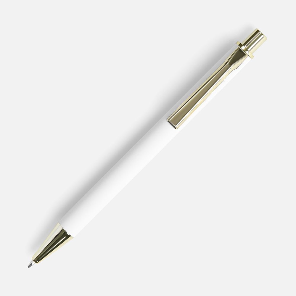 Ручка шариковая Lobby Soft Touch Gold, белая, фото 2