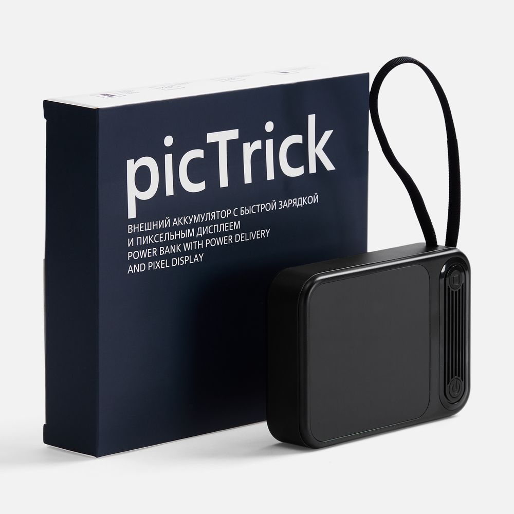 Внешний аккумулятор с пиксельным дисплеем picTrick 10000 мАч, черный, фото 7