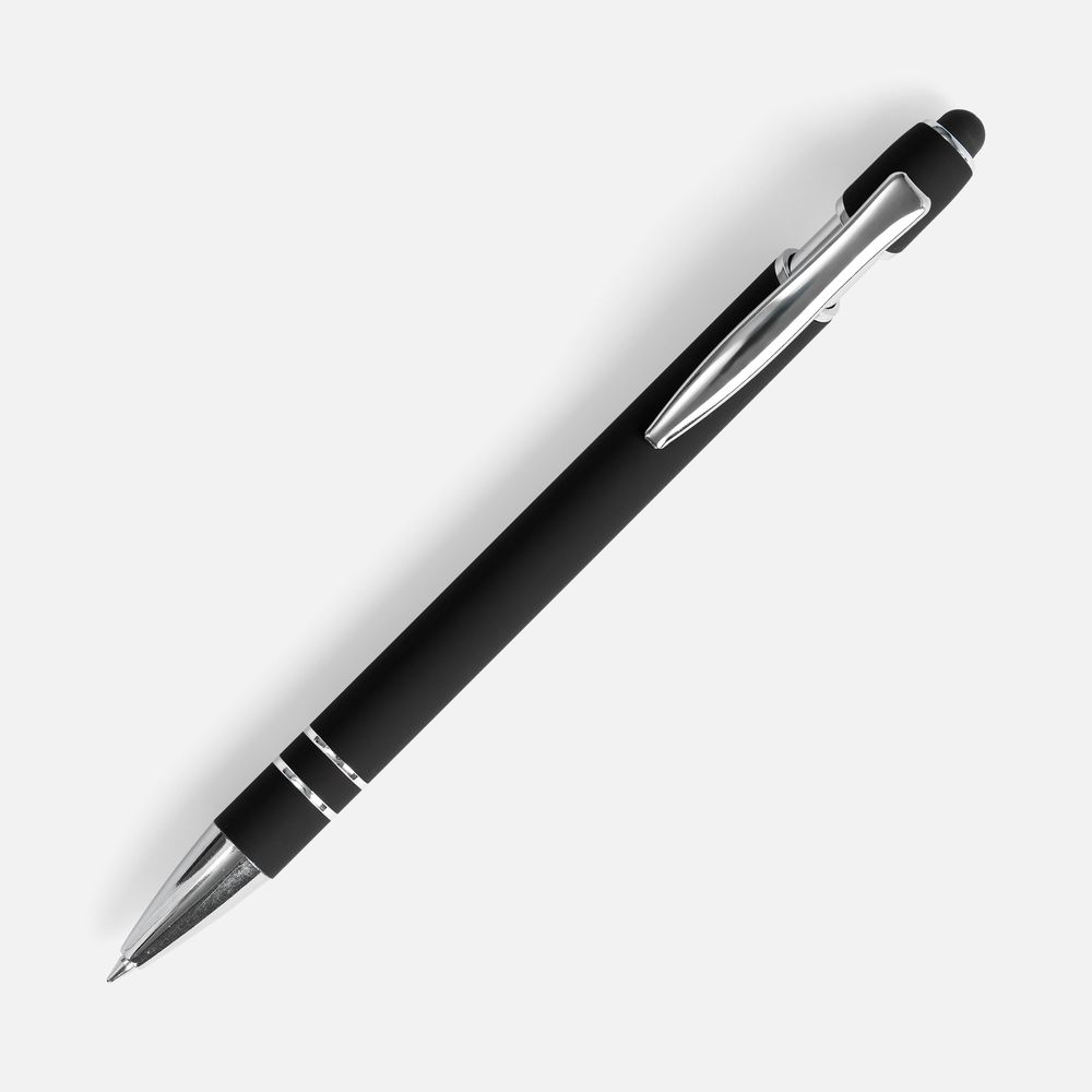Ручка шариковая Pointer Soft Touch со стилусом, черная, фото 2