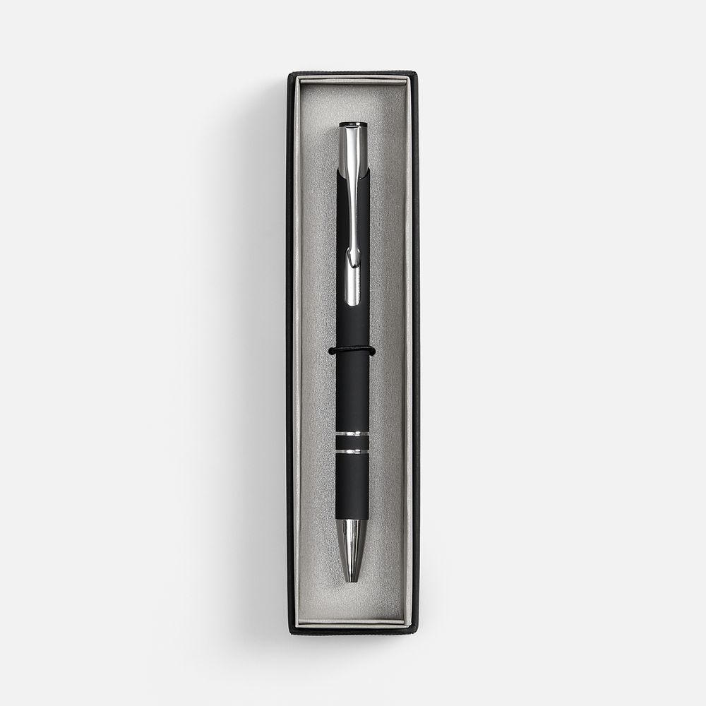 Ручка шариковая Keskus Soft Touch в футляре, черная, фото 2