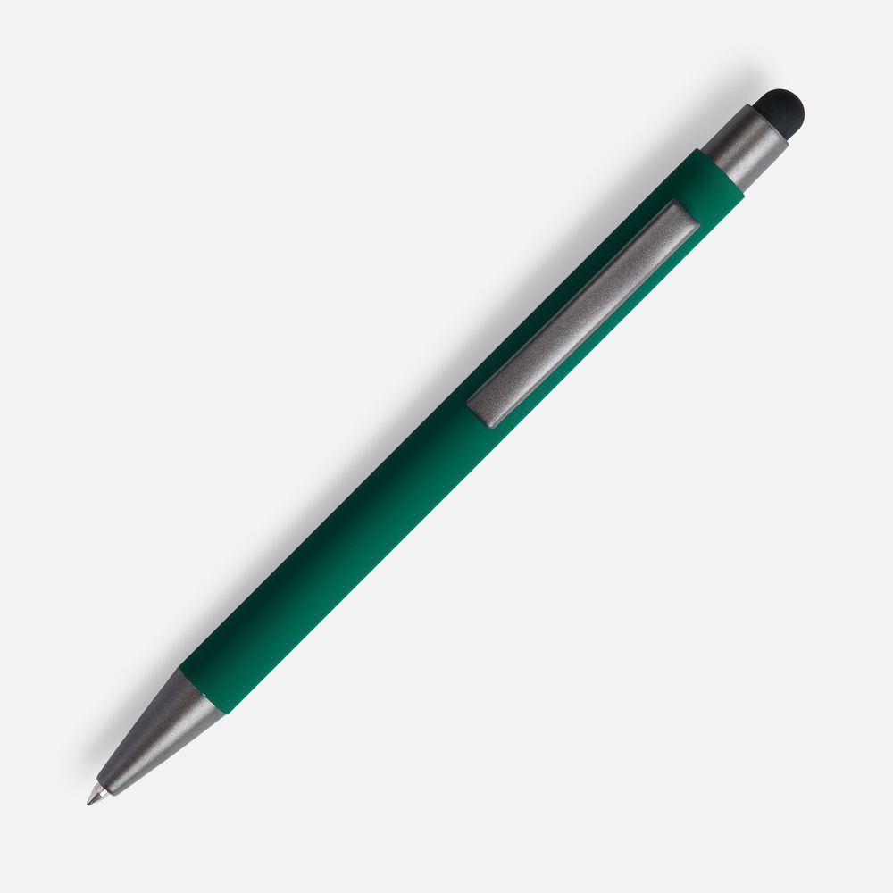 Ручка шариковая Atento Soft Touch со стилусом, зеленая, фото 2