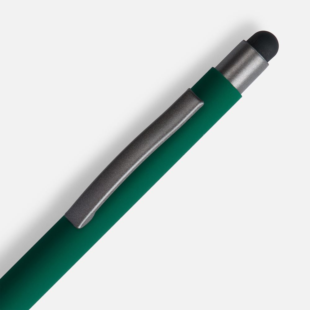 Ручка шариковая Atento Soft Touch со стилусом, зеленая, фото 3