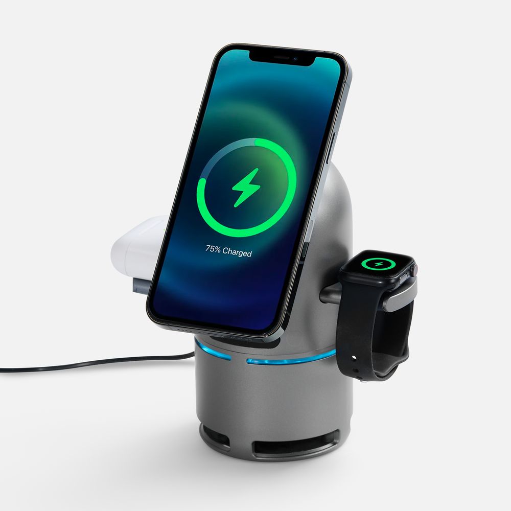 Bluetooth-колонка с беспроводной зарядкой Droid, серая, фото 2