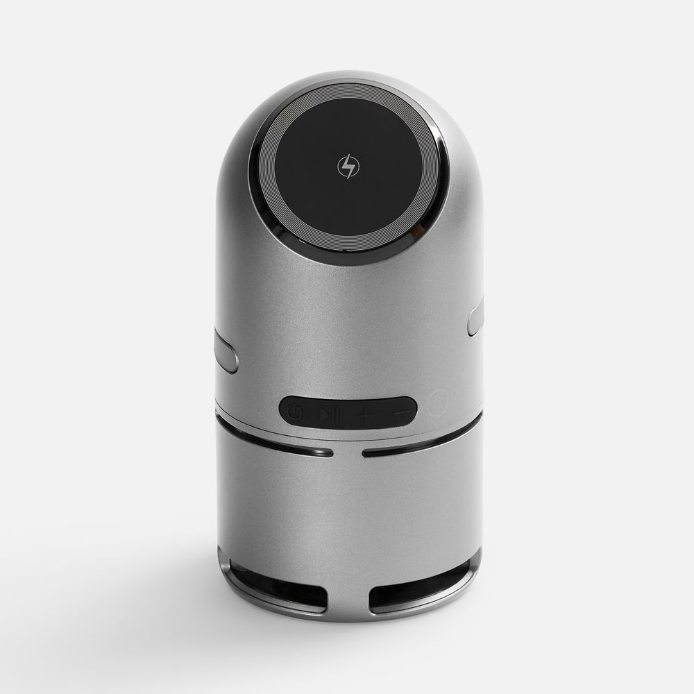 Bluetooth-колонка с беспроводной зарядкой Droid, серая, фото 3