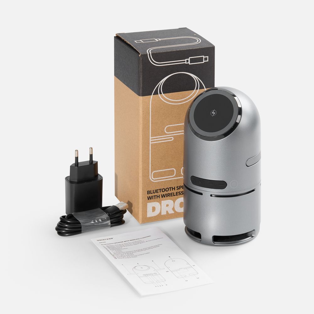 Bluetooth-колонка с беспроводной зарядкой Droid, серая, фото 6