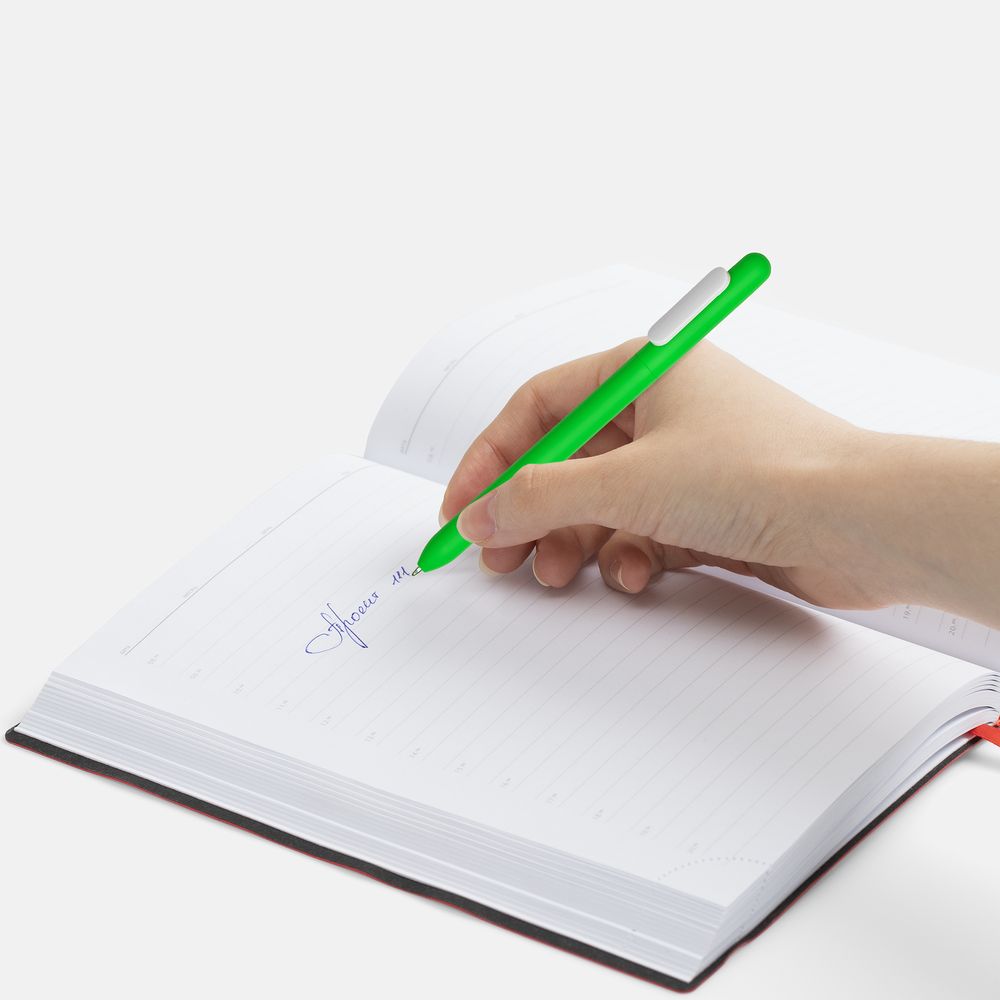Ручка шариковая Swiper Soft Touch, зеленая с белым, фото 4